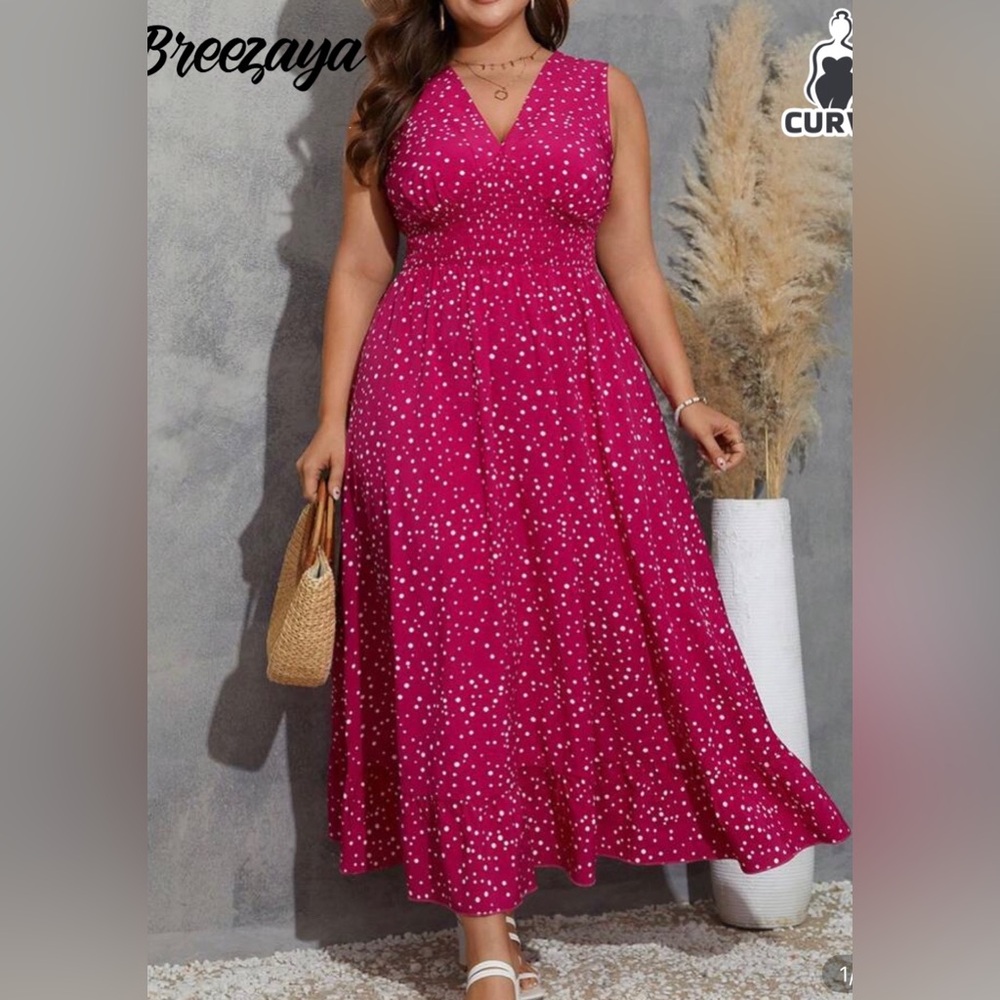 SHEIN Pink Polka Dot Dress